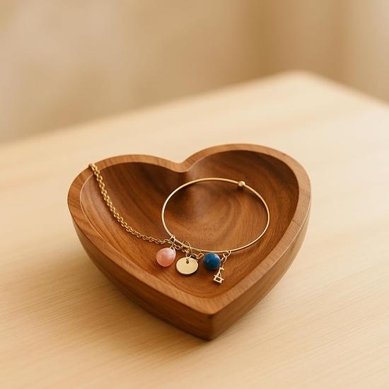 12.7 cm Wooden Heart Shape Trinket Bowl Jewellery Storage Box, Travel Box, Wedding Bridesmaid Gifts, Trinket Tray, Decorative Serving Bowl