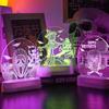 (Remote control color-ghost)Halloween 3D Illusion Night Lights Desk Lamp,for Halloween Party Gifts Decorations