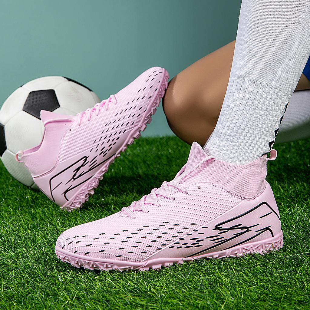 Men Soccer Shoes Short Nails Outdoor Training New High Help Ankle Protection Original Society Professional Football Field Boots