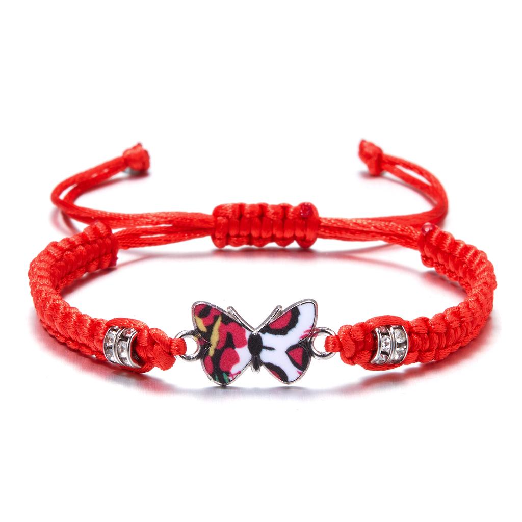 Bohemian Butterfly Handmade Braided Rope Bracelet for Women Girls Dainty Butterfly Adjustable Woven Chain Party Jewelry Gift
