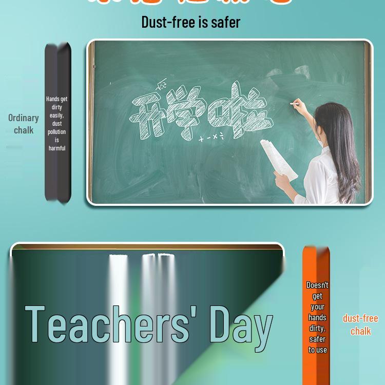 Large Dustless Erasable Chalk Set - Water-Soluble, Colored & White for Teachers & Kids