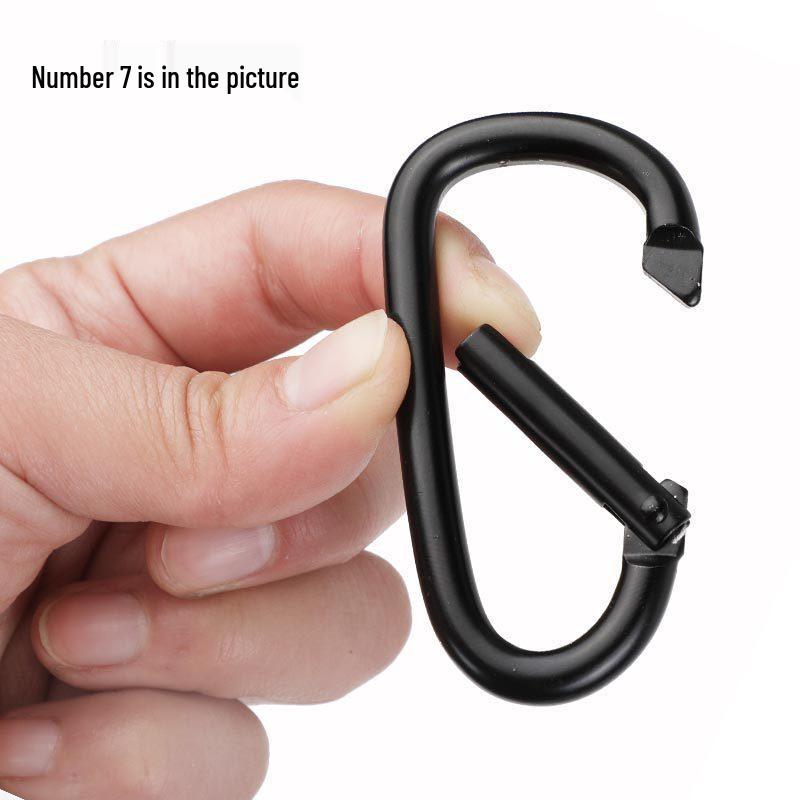 D-Shaped Black Aluminum Carabiner Bluetooth Earphone Case Hook Keychain Ornament