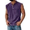 Men's Summer Solid Color Pocket Sports Buttons Vest Men's Sports Casual Vest