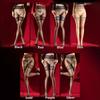 Women 3D Oil Shiny Silky Transparent Pole Dance Clubwear Fake Thigh High Stockings Camellia Lace Waist One Line Crotch Pantyhose