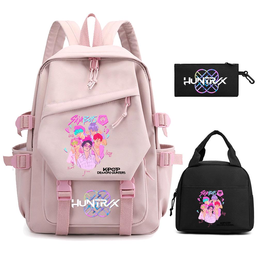 3Pcs/set K-pop Demon Hunters Printed Backpack for Teenger Boy Girl Large Capacity Schoolbag Children Student Bookbag Women Waterproof Travel Bag