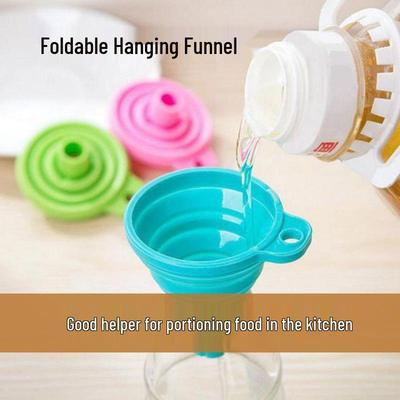 Funil de Silicone Dobrável para Cozinha e Dispensa de Líquidos Domésticos