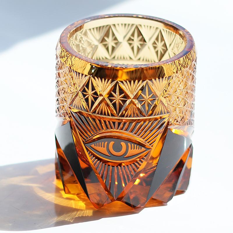 

Eye Of God Crystal Whiskey Cup Luxury EDO Kiriko Wine Glass Illuminati Power Symbol Rock Tumbler Whisky Brandy Snifter For Boss 220ml