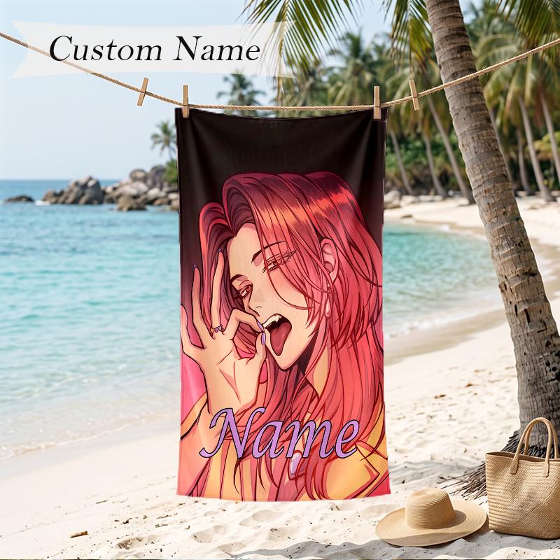 romance Custom Name Printed Beach Towel Personalized Soft Towel For Swimming Beach Travel