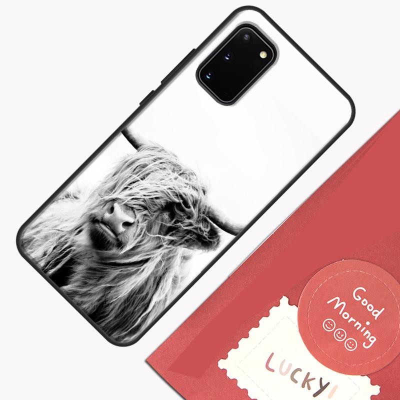 Cute Highland Cow Phone Case For Samsung Galaxy S24 S26 Ultra S20 S21 S22 S23 S25 Plus S10 S25 FE Cover Shell