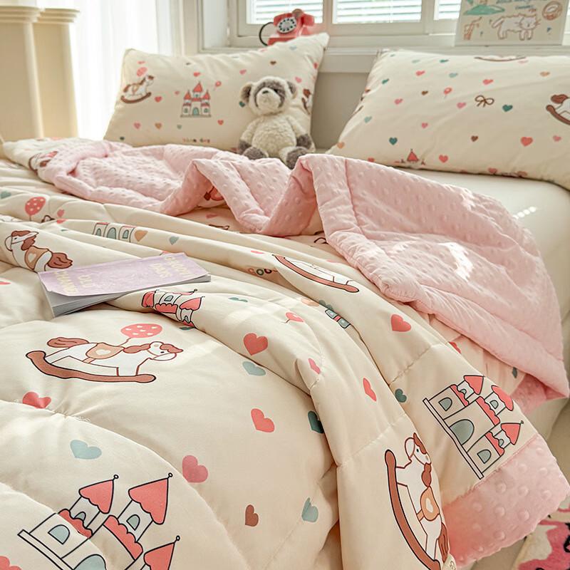 ZouYouZhuo A-Class Double-Layer Minky Dot Summer Quilt