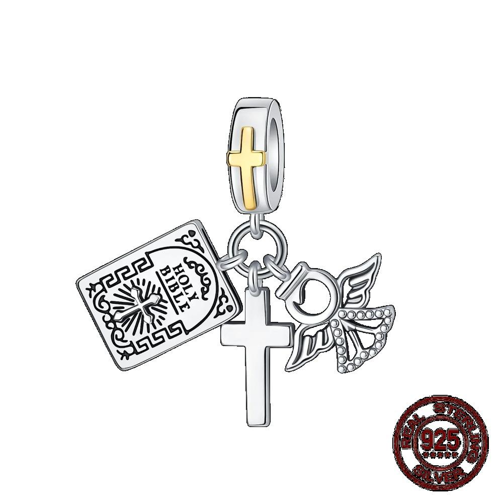 925 Silver Golden Charm Crown Family Tree Safety Chain Hollow Beads for Women DIY Bracelets Jewelry