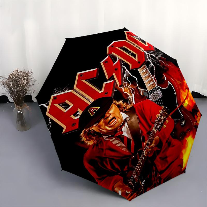 1pc AC/DC, Guitarist Automatic Open, Windproof, Compact Travel Umbrella, Gift for Birthday, Christmas, Business 93036