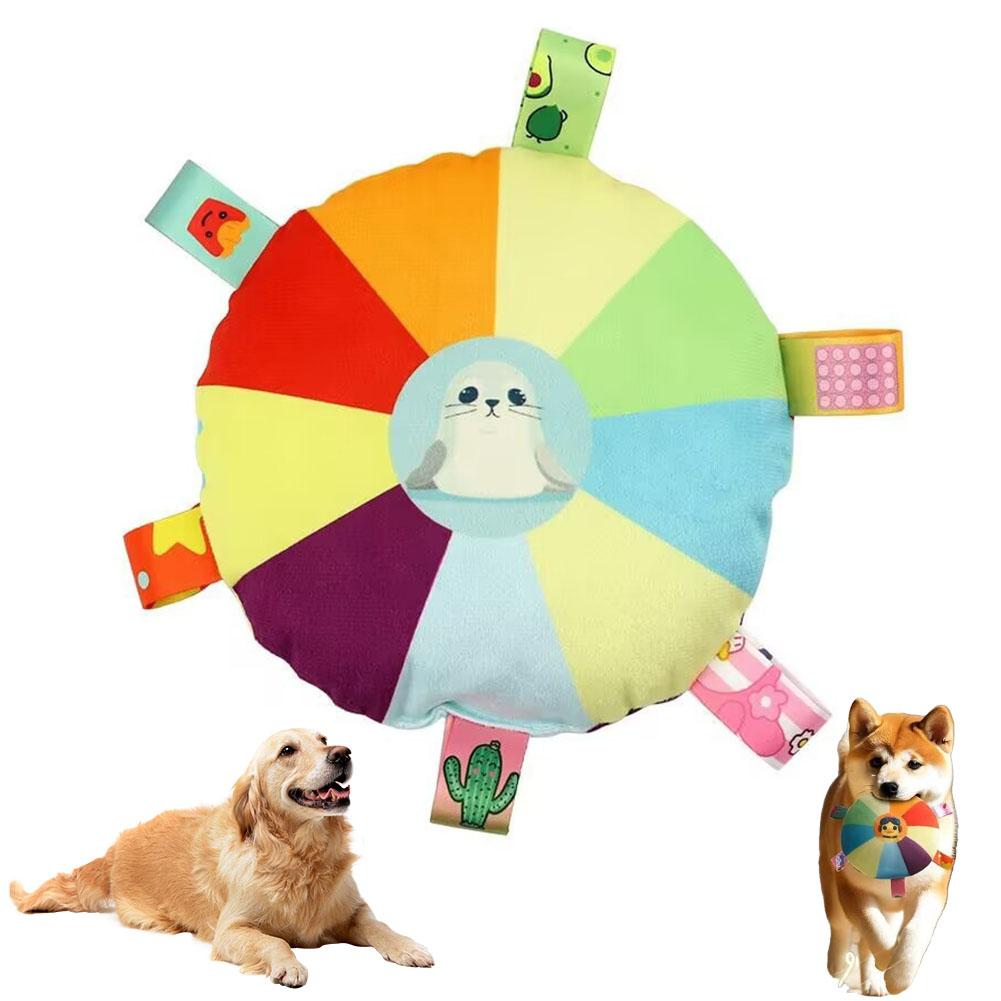 Funny Rainbow Plush Flying Saucer Dog Toys Outdoor Interactive Training Games Chew Toy Pets Flying Discs Toys Dog Accessories