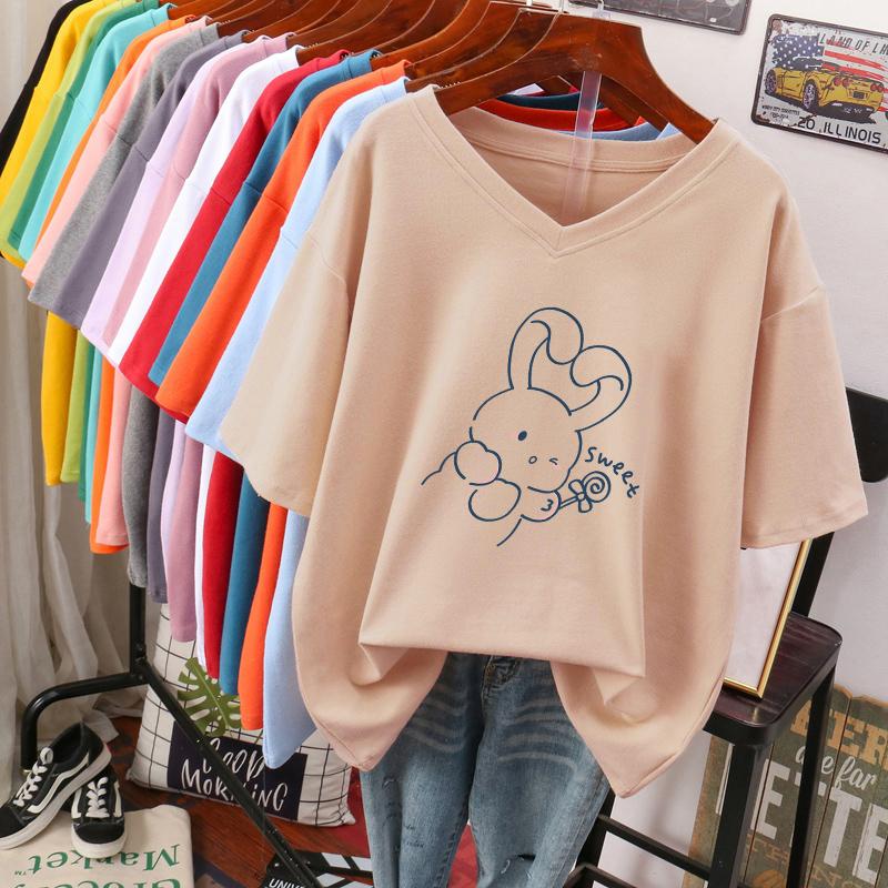 

Футболка с коротким рукавом, Свободного кроя, Приталенный топ с V-образным вырезом с принтом для женщин 5XL абрикосовый