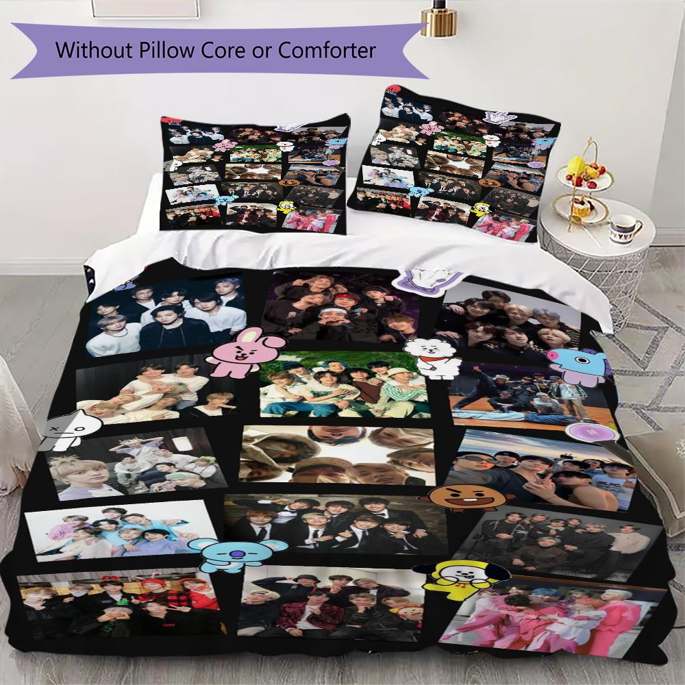 Cute Sticker Collage Threepiece Set Without Core 1 Duvet Cover 2 Pillowcase Without Core Soft And Comfortable Duvet Cover And Pillowcase