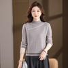 Fengmao Damen Colorblock Pullover mit halbohem Kragen
