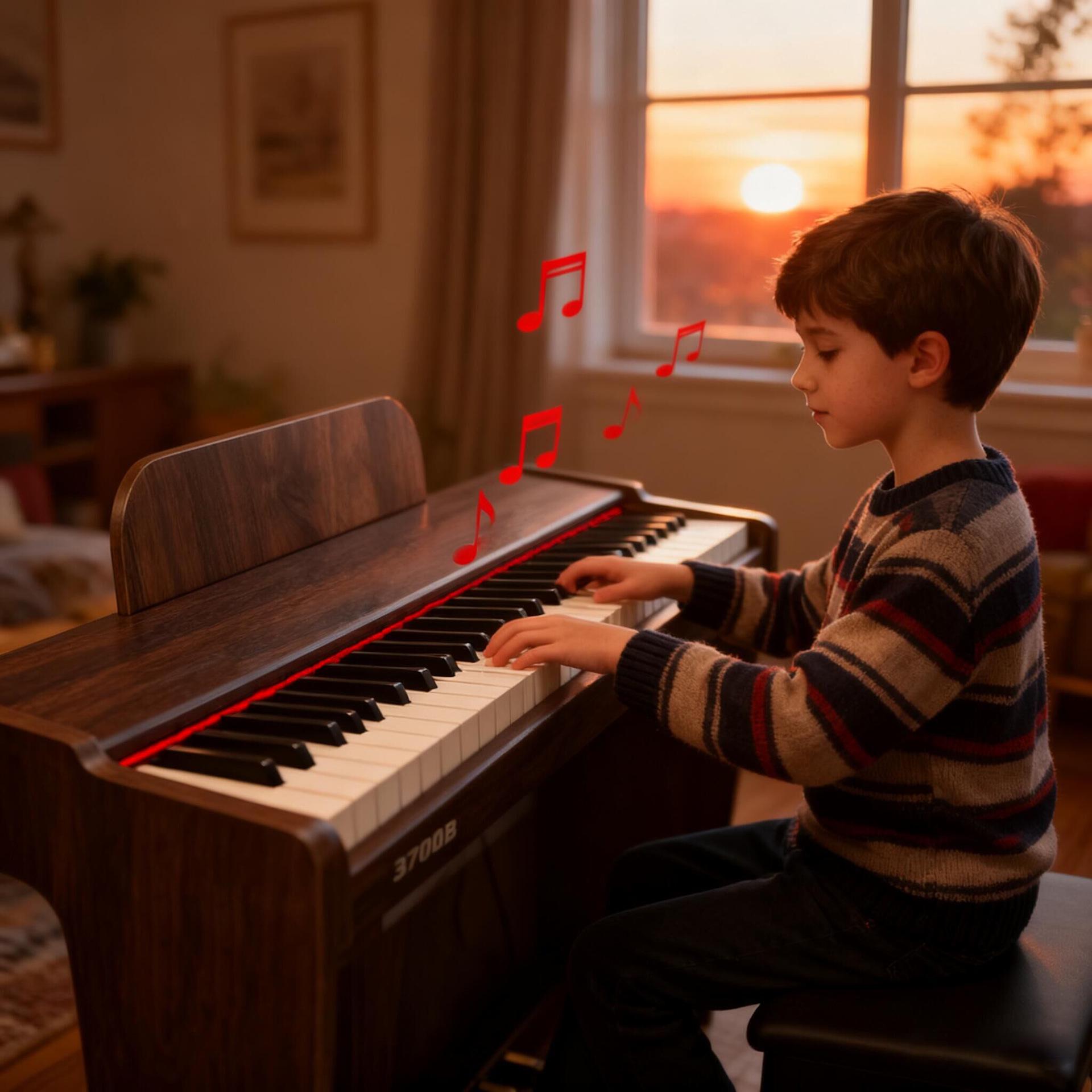 

37-Piece 3D Wooden Electric Piano - Children s Musical Educational Toy Non-Weighted Basic (Walnut)