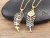 Nidin 6 Styles Irregular Patterns Elegant Feather Pendant Gold Plated Chain Necklaces For Women Accessories Bohemia Jewelry Gift