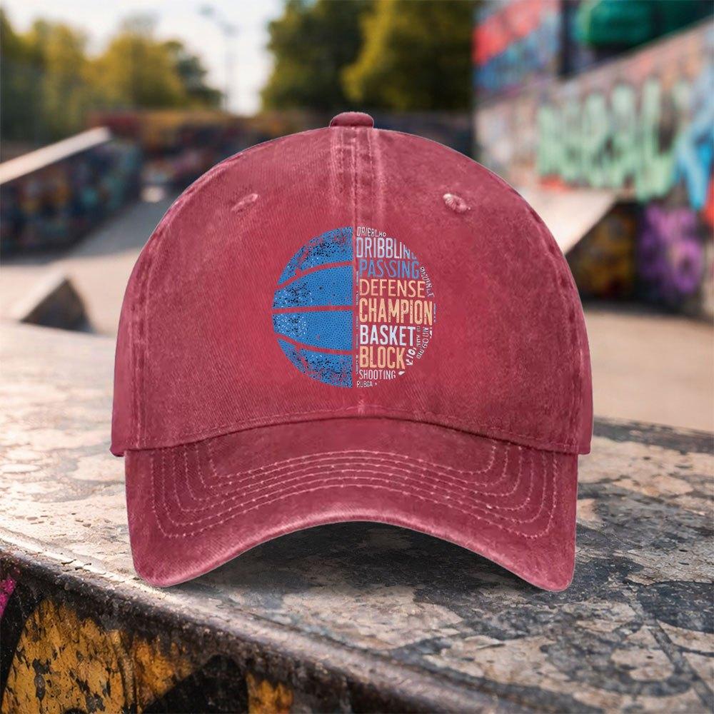 Pc Casual Fashion Basketball Sports Pattern Printed Washed Baseball Cap Premium Versatile Outdoor Accessory Unisex Duckbill H