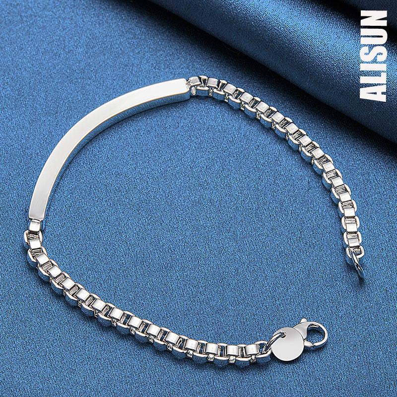 925 Sterling Silver Box Chain Smooth Side Bracelet Fashionable Wedding Jewelry