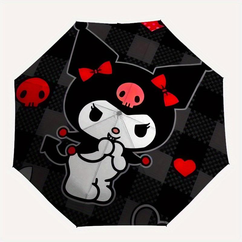 1pc Gothic Kuromi with Hearts Umbrella with Plastic Handle,Suitable for All Seasons Home Travel Outdoor UmbrellaSanlio041