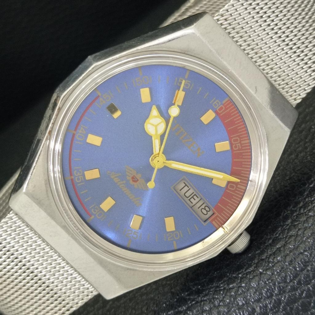 

AUTOMATIC VINTAGE CITIZEN 8200 JAPAN MENS BLUE COLOR DIAL WATCH a702767-1 R210-a702767