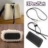 3Pcs DIY PU Leather Crochet Bag Accessories Handmade Drawstring Parts Woven Bag Set Solid Color Bag Bottom Base Bag Strap Handle