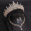 DIEZI Baroque Bridal Opal Crystal Crown Princess Queen Luxury Water Drop Tiaras Necklace Earrings New Wedding Party Jewelry Sets