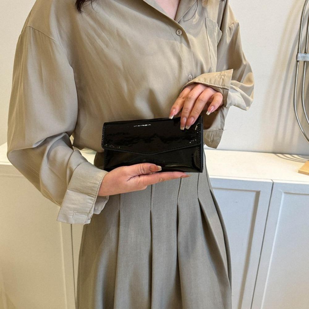 Large Capacity Envelope Evening Bag Pu Leather Handheld Bag Simple Messenger Cluth Bag  Girls