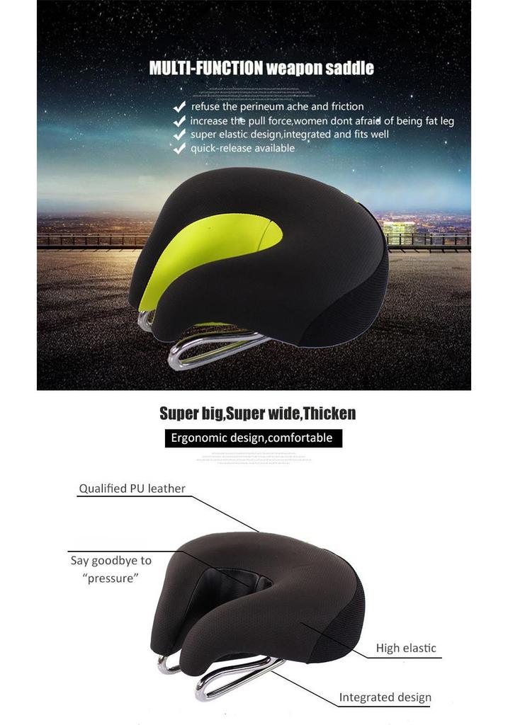Nuova Sella da Bici Super Morbida Senza Schienale per Mountain Bike - Ispessita, Design Senza Punta, Cuscino Magico Comfort