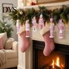 Wooden Nutcracker Ornaments for Christmas Tree Pink Hanging Decorations, Soldier Decorative Nutcrackers Living Room Pendants Home Xmas Party