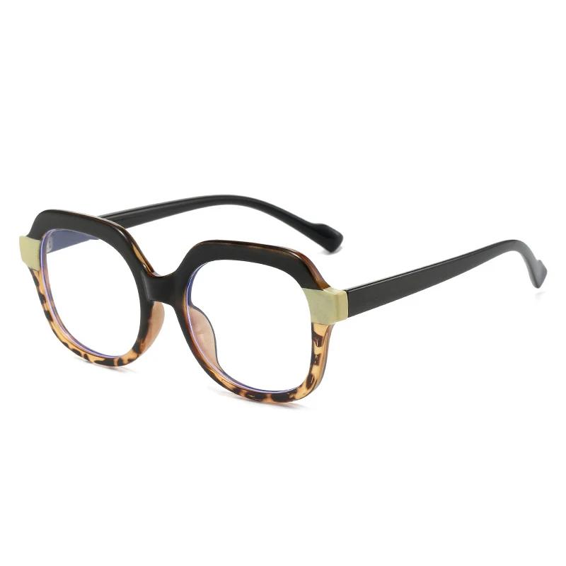SHAUNA Retro Anti Blue Light Women Square Double Color Glasses Frame Fashion Leopard Men Optical TR Eyeglasses Frame