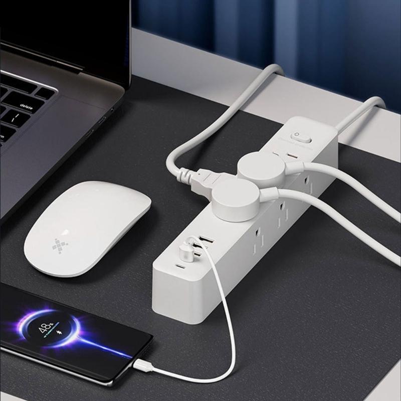 Flat Plugs Surge Protectors Power Strips 9Outlets 3USB/2 USB C Port Wall Mountable Design For Home Office Dorm Essential