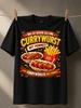 Currywurst Vintage Extra Lecker Fries And Sausage Art With Ribbon Lettering And Warm Red Yellow Unisex All Tshirt
