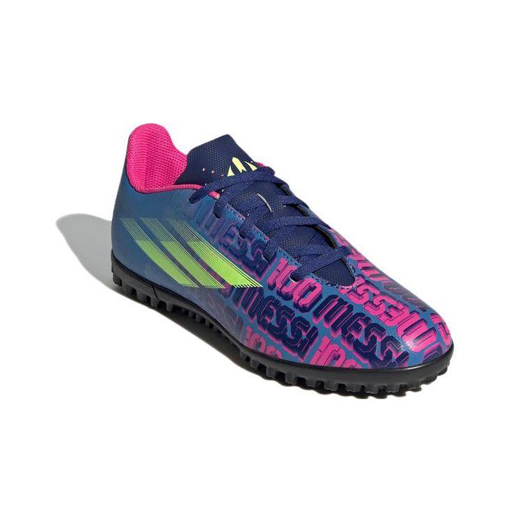 Adidas Messi 4 Fabric Round Toe Lace-Up Non-Slip Durable Low-Top Kids Soccer Shoes Kids Soccer Shoes Red Blue FY6911