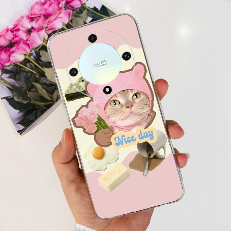 For Honor X9b 5G Case ALI-NX1 Popular Flower Soft Clear Silicon TPU Cover For Honor X9a RMO-NX1 HonorX9 ANY-NX1 Shockproof Funda