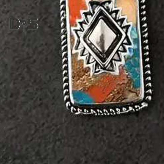 1 Pair Lady Bohemian Earrings Vintage Ethnic Style Dangle Earrings Faux Turquoise Oblong Shape Hook Earrings Prom Daily Travel Ear Jewelry