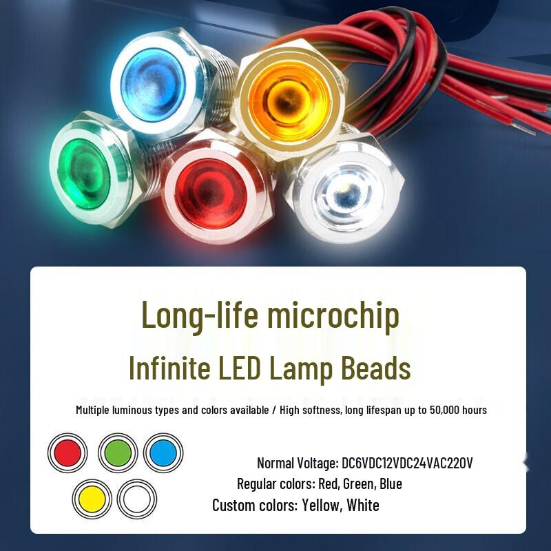 Luce indicatore metallica impermeabile a LED da 12 mm