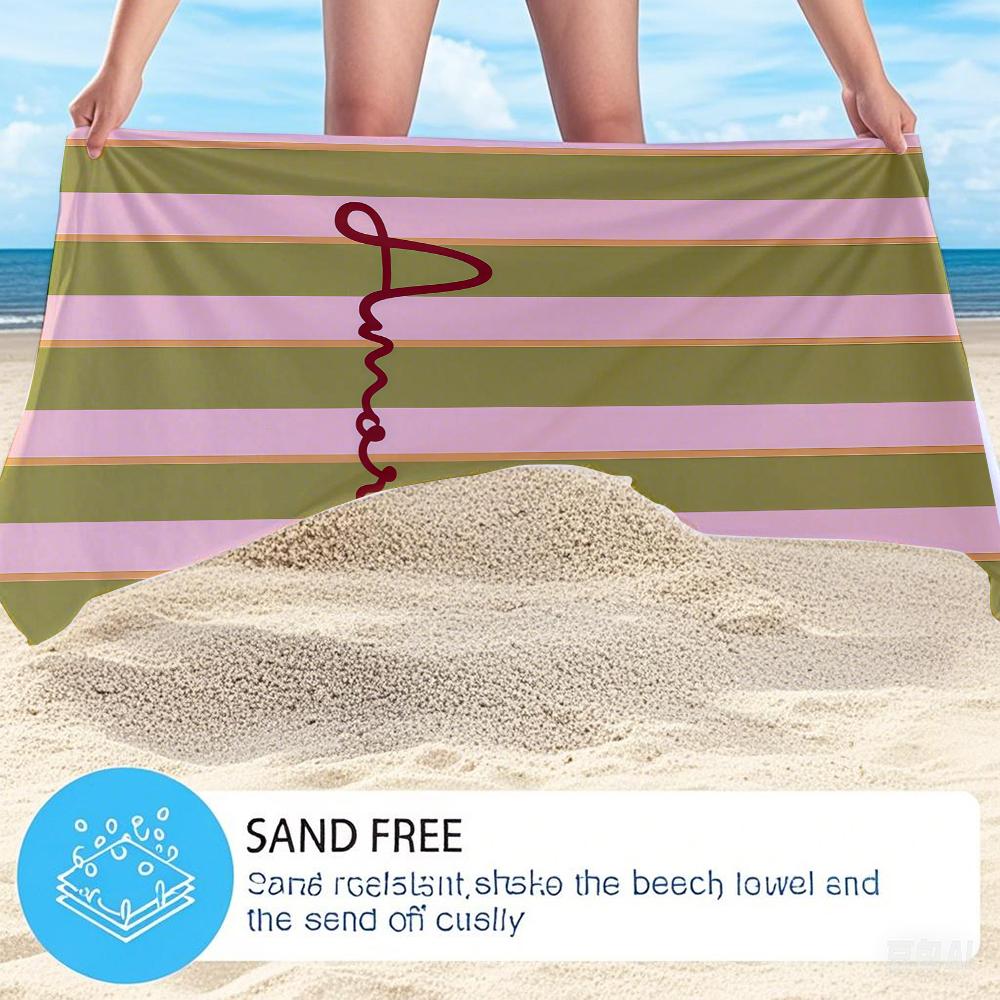 Striped amore Compact Travel Beach Towel Super Absorbent Sand Resistant, Microfiber for Swimming Camping Yoga