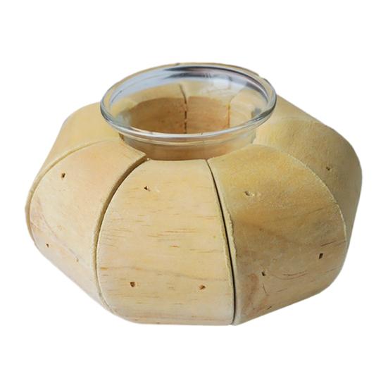 Matte Finish Wood Candle Holder Wooden Glass Holder, Rustic Driftwood Ornament, Farmhouse Natural Branch Tabletop Decor for Living Room Bedroom Office