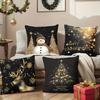 1pc Black Golden Christmas Cushion Cover Snowman Durable Cover 2025 New for Home Ornament Xmas New Year Christmas Decoration