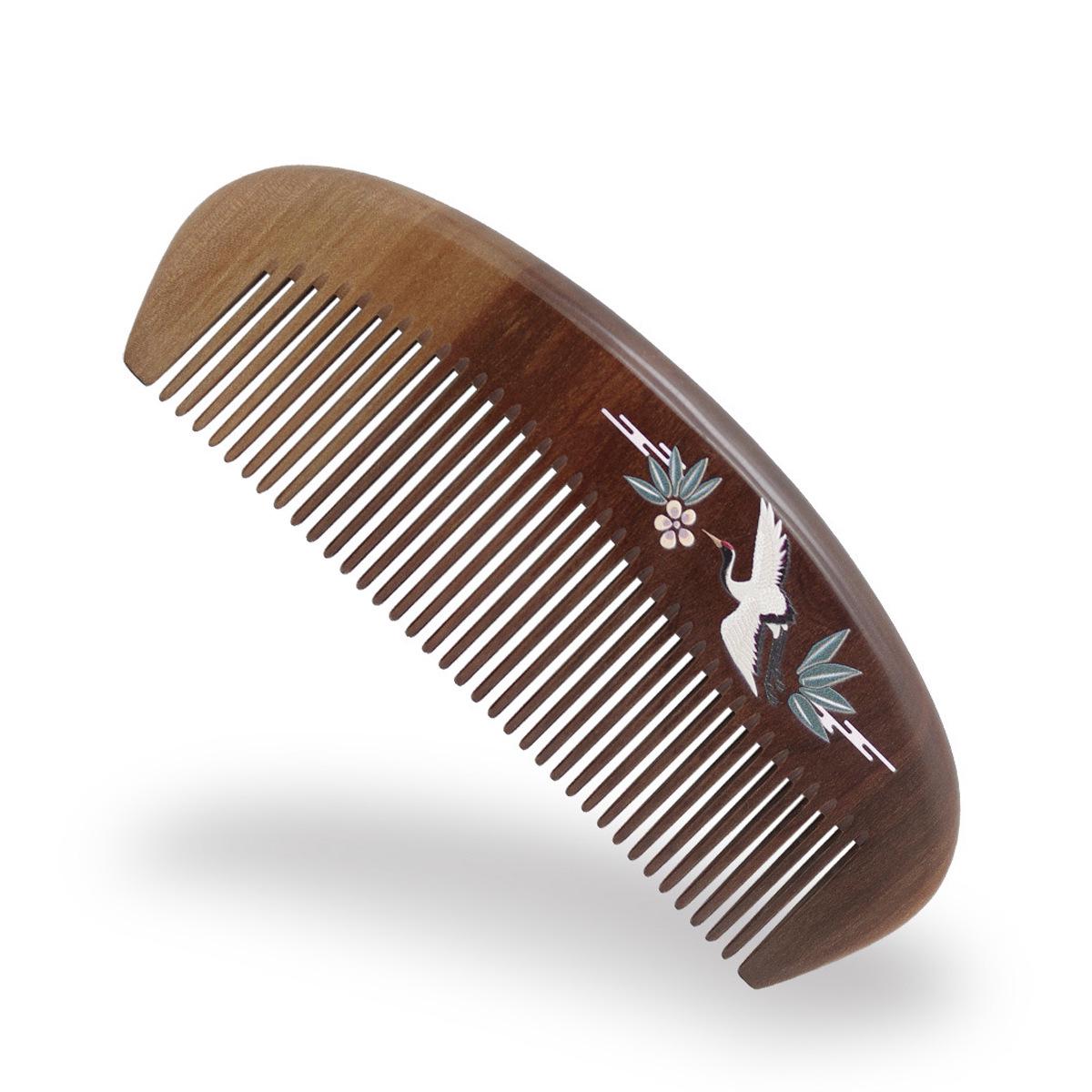 Mandarin Duck Solid Wood Nanmu Comb: Lacquer Art Painted, Creative Gift, Daily Essential