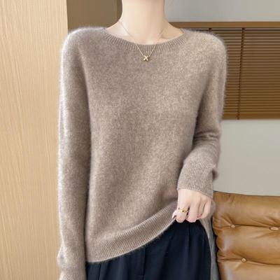 Women's 100% Pure Wool Sweater: Autumn/Winter Loose Knit Pullover 