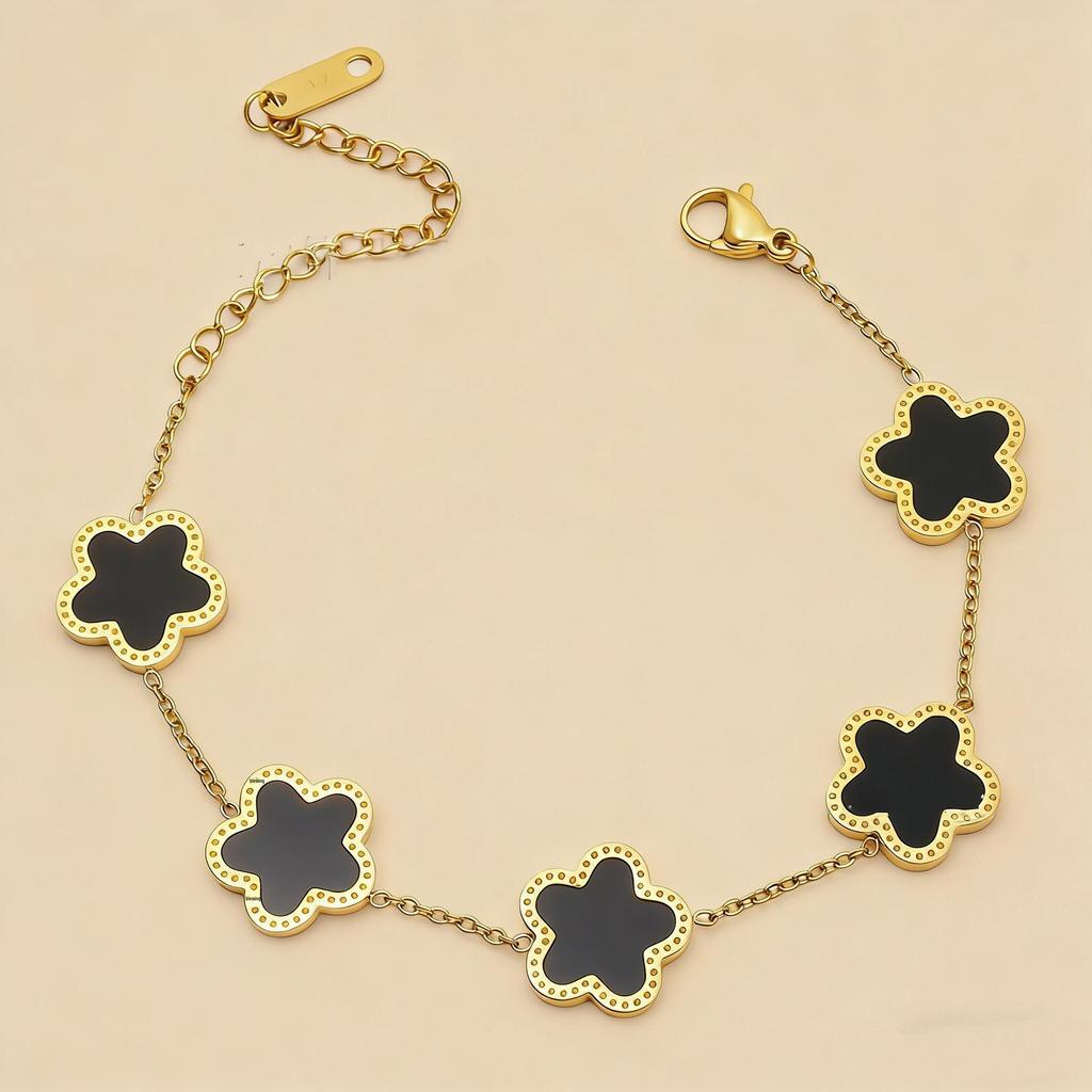 18K Titanium Steel Four-Leaf Clover Bracelet for Women - Waterproof, Luxury Feel