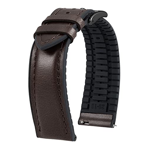 

[BINLUN] Leather Watch Strap, Quick Release, Leather, Watch Band, Inner Silicone, Breathable, 18 mm