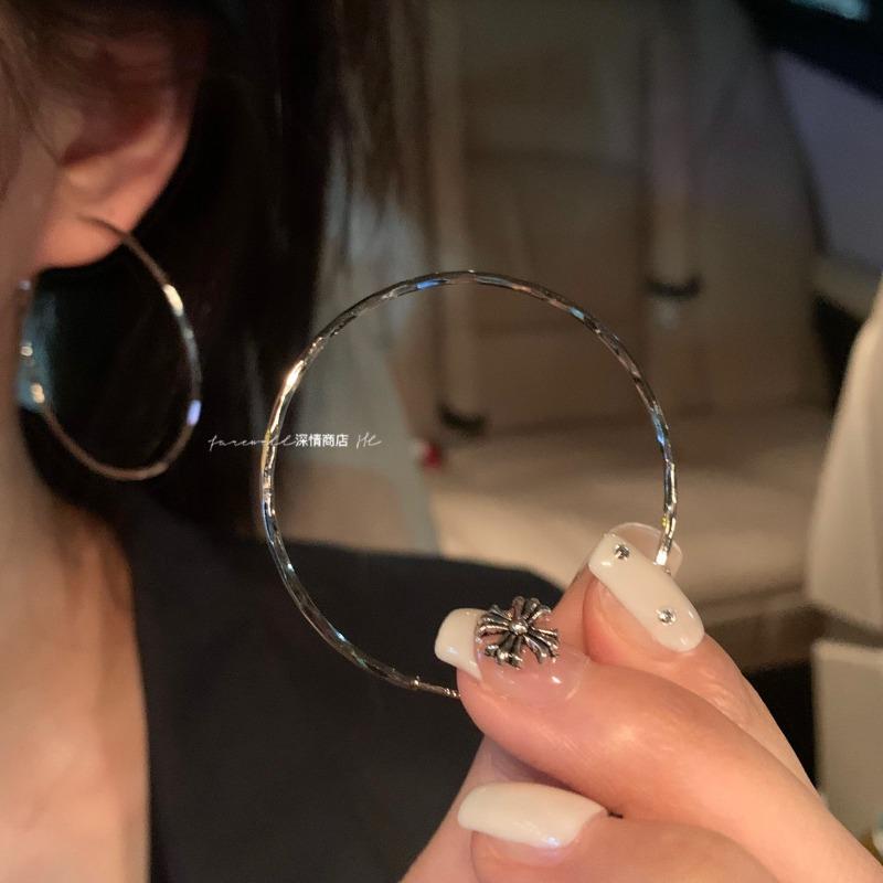 Round Hoop Earrings - Elegant and Exclusive for Women, with A Sophisticated and High-end Style. Silver Needle Style Earrings.