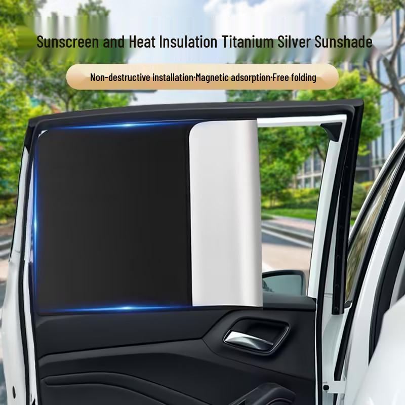 Summer Sun Protection Titanium Magnetic Car Curtain: Full Light Shielding, Non-Transparent Sunshade