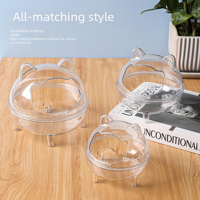 Arena de baño transparente antisalpicaduras para hámster, oso dorado, chinchilla