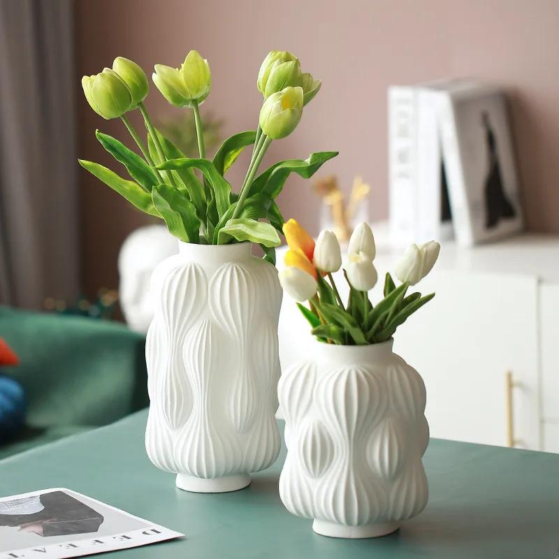 Nordic Creative Ceramic Vase Decoration Gold Embossed Texture Crafts Home Living Room Modern Flower Arrangement Accessories
