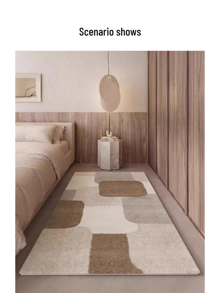 Retro Faux Cashmere Thickened Bedside Rug - Absorbent Bedroom, Bay Window, and Sofa Floor Mat